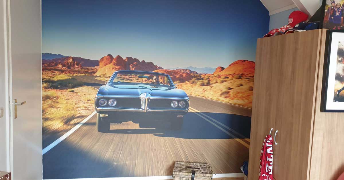 Papier peint panoramique voiture luxe 3D