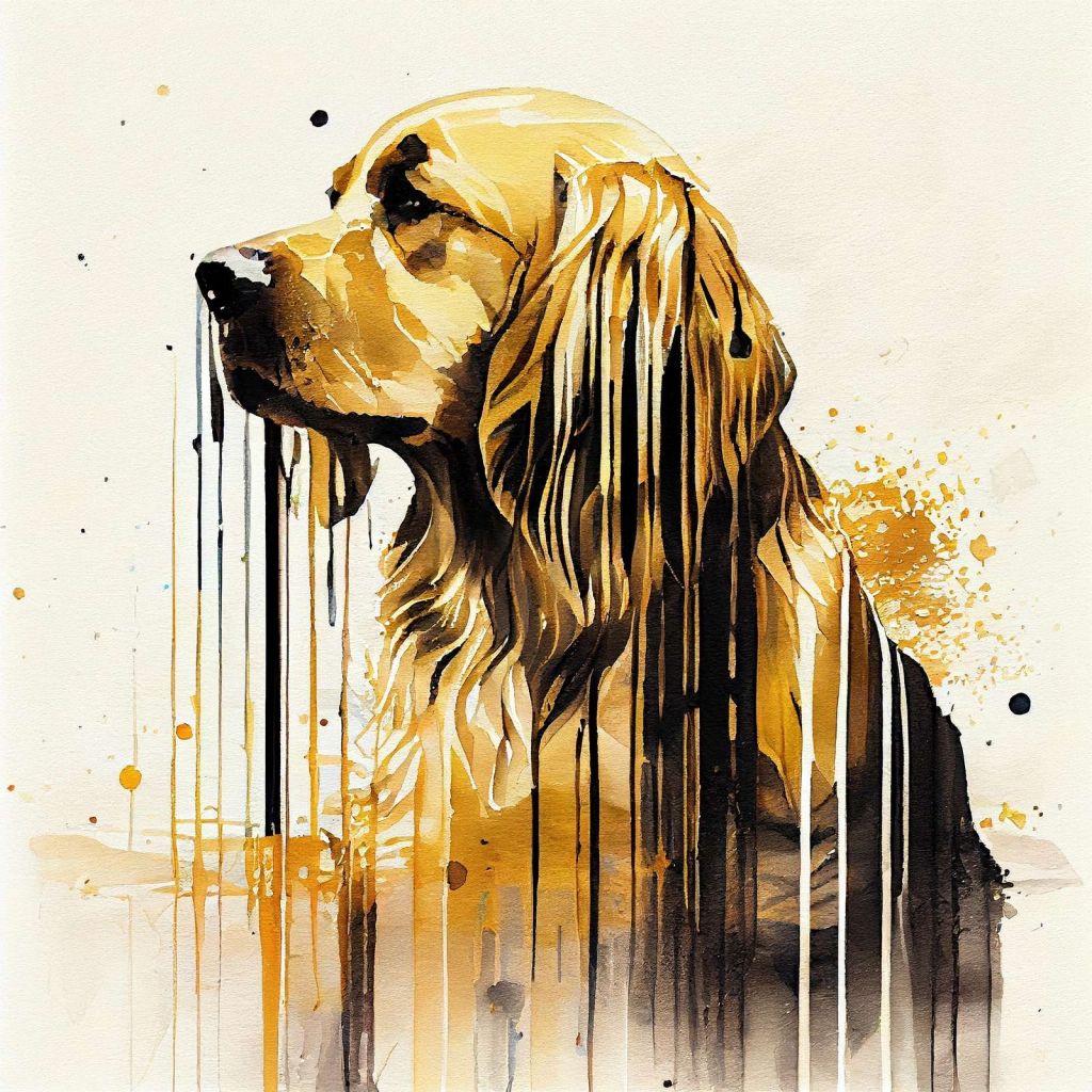 Watercolor Golden Retriever Dog