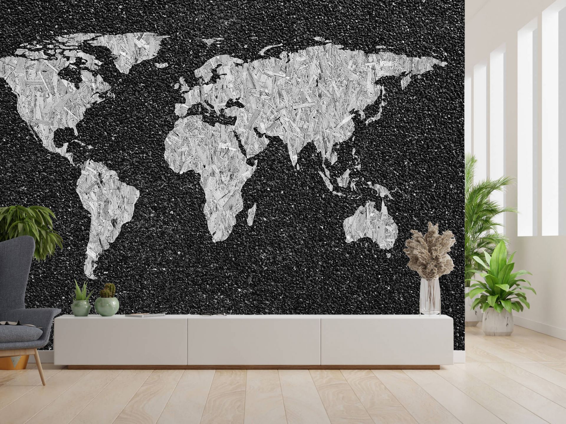 Sticker Noir abstrait carte du monde