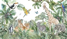 Papier peint panoramique enfant jungle et animaux – Savana – e